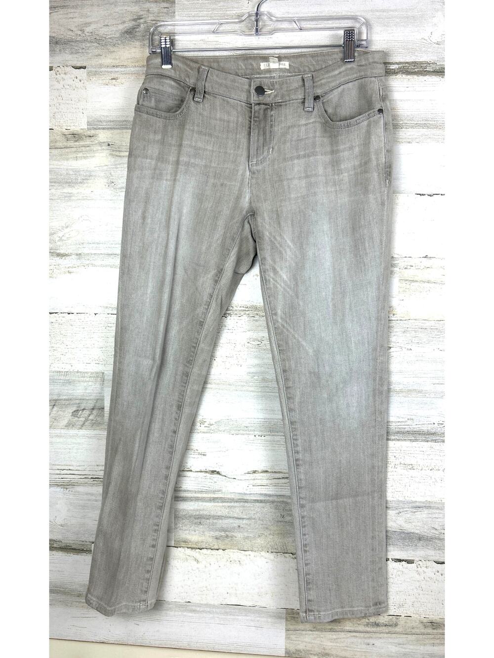 Eileen Fisher Womens 6 Gray Mid Rise Straight Leg Distressed Denim Jeans
